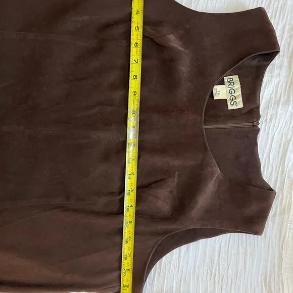 Vintage Faux Suede Midi Dress Sleeveless size 16 - Picture 4 of 9